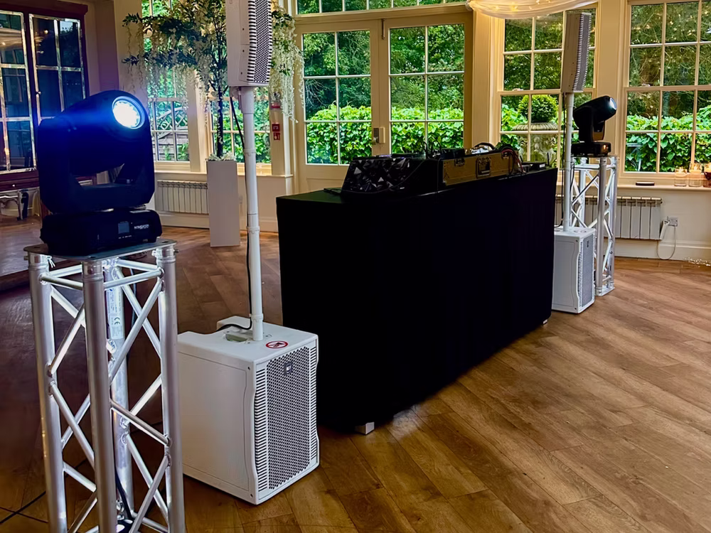 DJ setup with uplighting
